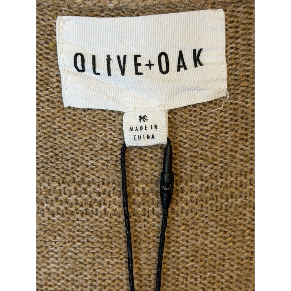 New Olive + Oak Soft Cozy Long Sweater Duster Cardigan Size Medium Pockets Beige - Picture 6 of 8